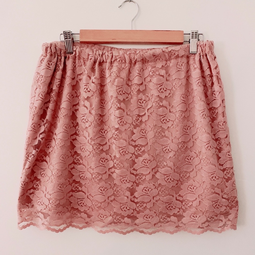 Romantic Pink Lace Miniskirt